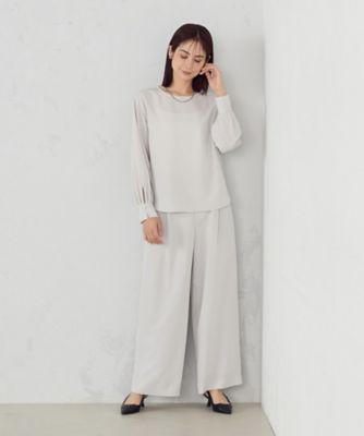 【セットアップ対応】ポリエステルツイル　タックワイドパンツ（１２０８ＰＫ１３）
