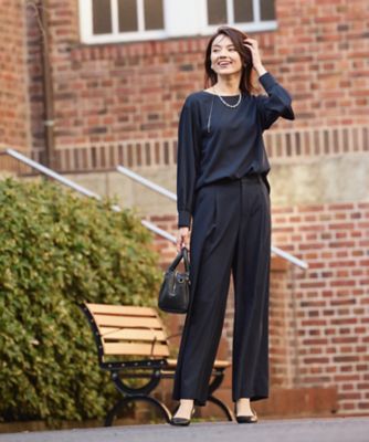 【セットアップ対応】ポリエステルツイル　タックワイドパンツ（１２０８ＰＫ１３）