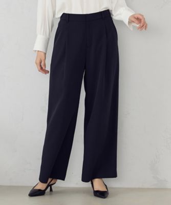 セットアップ対応】ポリエステルツイル タックワイドパンツ