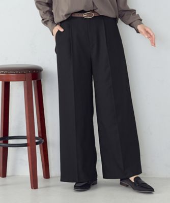 セットアップ対応】ポリエステルレーヨン ワイドパンツ
