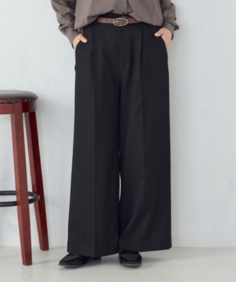 INSCRIRE / ボトム/--/レーヨン/BLK/無地/I21AW-PT110/ブラック セットアップ対応】ポリエステルレーヨン ワイドパンツ