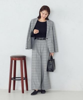 セットアップ対応】ポリエステルレーヨン ワイドパンツ