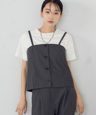 ＜COMME CA ISM (Women)＞【セットアップ対応】　ポリエステルレーヨンストレッチツイル　ストライプ　ビスチェ（１２０９ＶＩ１０）