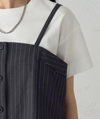 【セットアップ対応】　ポリエステルレーヨンストレッチツイル　ストライプ　ビスチェ（１２０９ＶＩ１０）