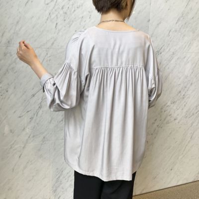 ★ＴＶ着用商品★ノーカラー　パフスリーブ　シャツ（１２１５ＩＣ１２）