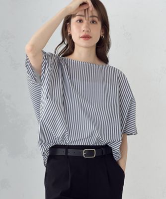 ＜COMME CA ISM (Women)＞ストライプ　ニュアンス　Ｔブラウス（１２１５ＩＣ１７）