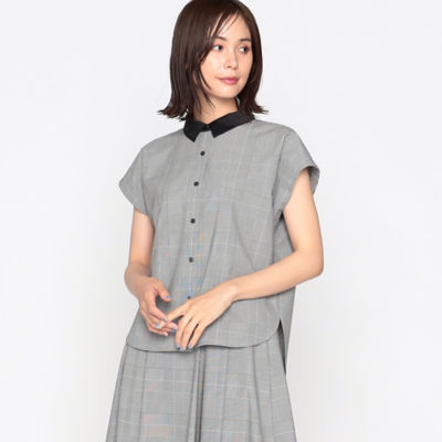 ＜COMME CA ISM (Women)＞【セットアップ対応】グレンチェック　クレリック半袖シャツ（１２１５ＩＥ０５）