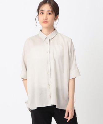 白い五分丈シャツ トップス デート シャツ ブラウス 白シャツ 白