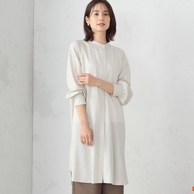 COMME CA ISM (Women)/コムサ　イズム レーヨンリネン 後ろねじりロングシャツ(1215IG08)