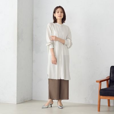 レーヨンリネン　後ろねじりロングシャツ（１２１５ＩＧ０８）
