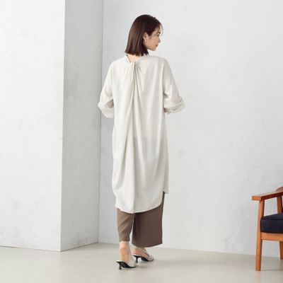 レーヨンリネン　後ろねじりロングシャツ（１２１５ＩＧ０８）