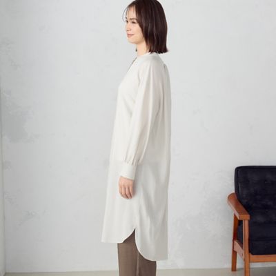 レーヨンリネン　後ろねじりロングシャツ（１２１５ＩＧ０８）