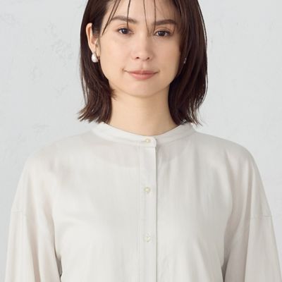 レーヨンリネン　後ろねじりロングシャツ（１２１５ＩＧ０８）