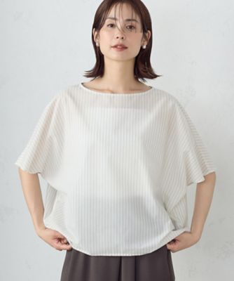 ＜COMME CA ISM (Women)＞ストライプ柄　ニュアンス　Ｔブラウス（１２１５ＩＧ１１）