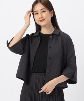 【セットアップ対応】麻調ポリエステル　スリットスリーブ　シャツ（１２１５ＩＧ１５）