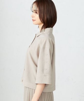 【セットアップ対応】麻調ポリエステル　スリットスリーブ　シャツ（１２１５ＩＧ１５）