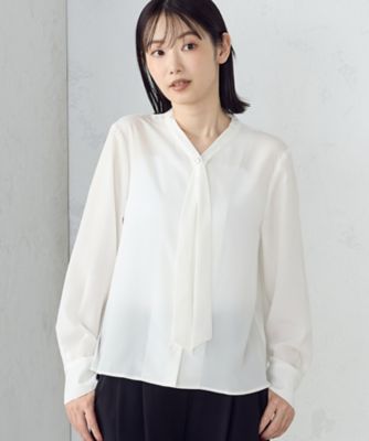 COMME CA ISM (Women)/コムサ　イズム ポリエステルデシン ボウタイブラウス(1215II10)