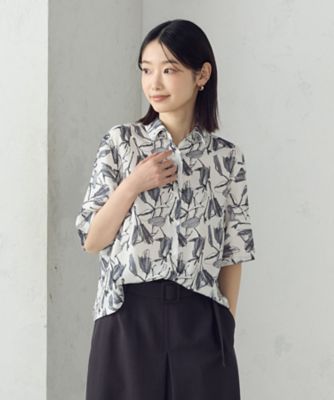 ＜COMME CA ISM (Women)＞ポリエステルデシン　フラワープリント　クロップドシャツ（１２１５ＩＫ１６）