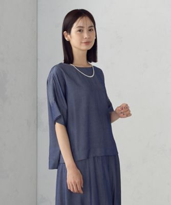 ＜COMME CA ISM (Women)＞【セットアップ対応】デニムライクシャンブレー　Ｔブラウス（１２１５ＩＭ０１）