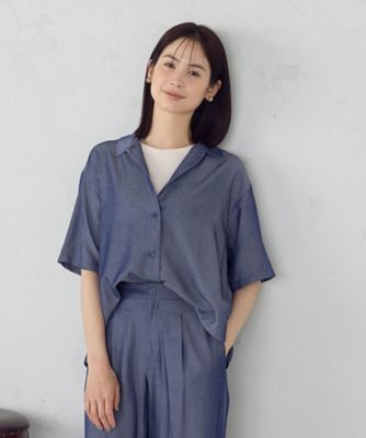 ＜COMME CA ISM (Women)＞【セットアップ対応】デニムライクシャンブレー　ショートスリーブシャツ（１２１５ＩＭ０２）