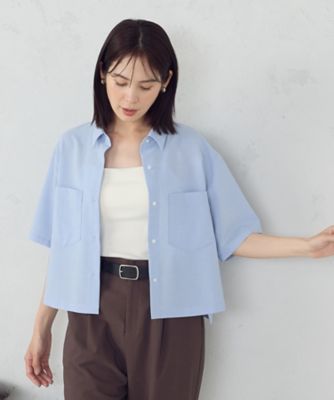 COMME CA ISM (Women)/コムサ イズム クロップド 半袖シャツ(1215IM06) サックス トップス【三越伊勢丹/公式】