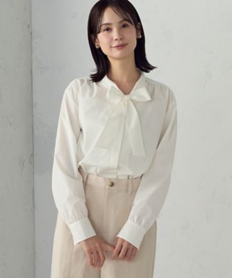 ＜COMME CA ISM (Women)＞【宮城舞さん着用】ポリエステルコットンブロード　ボウタイブラウス（１２１５ＩＯ０１）