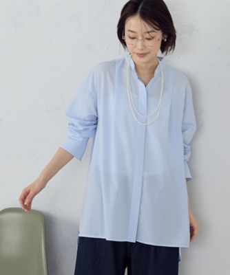 ポリエステルスパンブロード タックロングシャツ（1215IO06
