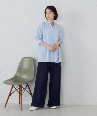 ポリエステルスパンブロード タックロングシャツ（1215IO06