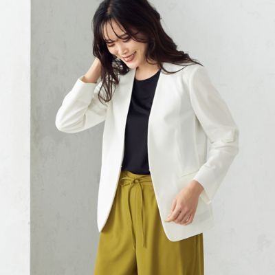 ＜COMME CA ISM (Women)＞【マシンウォッシャブル】鹿の子　ノーカラー　ジャケット（１２２０ＪＣ０５）