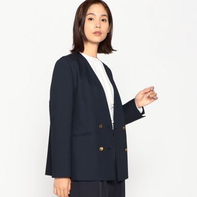 ＜COMME CA ISM (Women)＞Ｔ／Ｒツイル　Ｗブレスト　ノーカラージャケット（１２２０ＪＥ０３）
