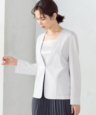 【　ウォッシャブル　ストレッチ　】かのこ　ノーカラー　ジャケット（１２２０ＪＧ０４）