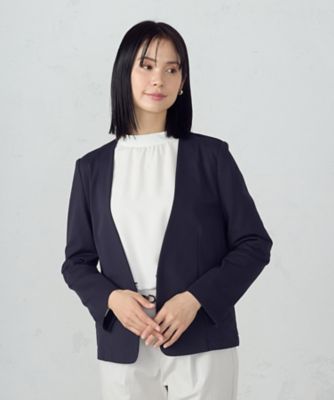 COMME CA ISM【新品】鹿の子 ノーカラー　ジャケット ホワイト XL COMME CA ISM｜鹿の子ノーカラージャケット | Rakuten Fashion