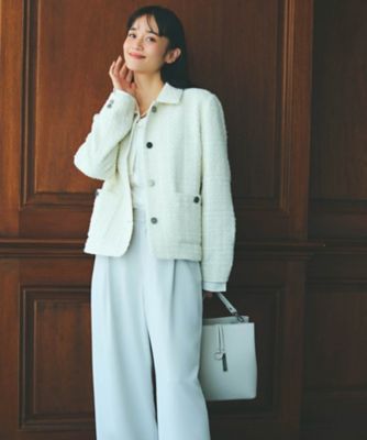 ＜COMME CA ISM (Women)＞【宮城舞さん着用】ファンシーツイード　ステンカラーショートジャケット（１２２０ＪＯ０３）