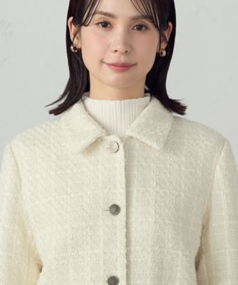 ファンシーツイード ステンカラーショートジャケット