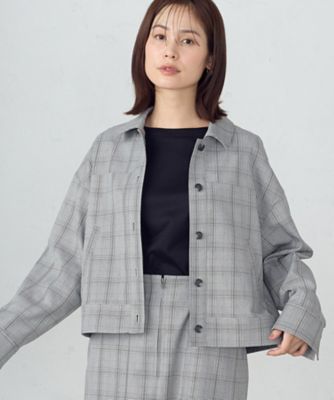 ポリエステルレーヨングレンチェック　ショートブルゾン　／　セットアップ対応（１２２１ＢＩ０９）