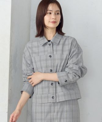 ポリエステルレーヨングレンチェック　ショートブルゾン　／　セットアップ対応（１２２１ＢＩ０９）