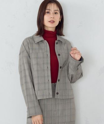 ポリエステルレーヨングレンチェック　ショートブルゾン　／　セットアップ対応（１２２１ＢＩ０９）