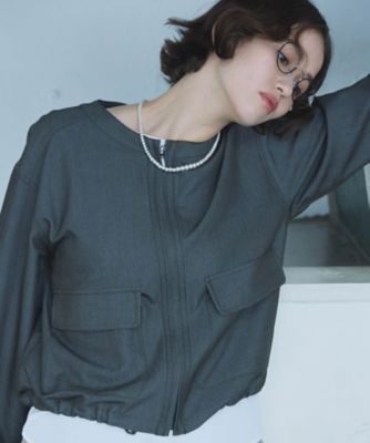 ＜COMME CA ISM (Women)＞デニムライク　ノーカラーブルゾン／セットアップ対応（１２２１ＢＯ０７）