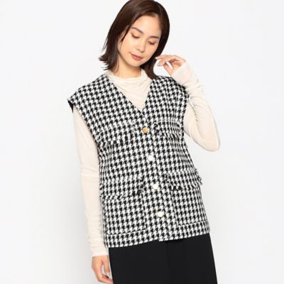 セットアップ対応】千鳥ツイード オーバーサイズ ジレ