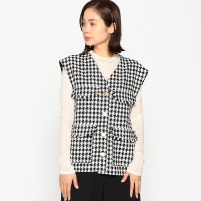 セットアップ対応】千鳥ツイード オーバーサイズ ジレ