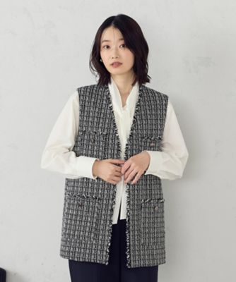 ＜COMME CA ISM (Women)＞ファンシーツイード　ロングジレ（１２２１ＶＫ０３）