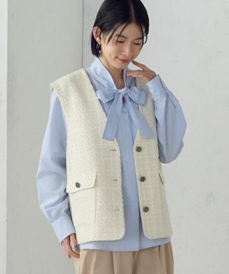 ＜COMME CA ISM (Women)＞【宮城舞さん着用】ファンシーツイード　ジレ（１２２１ＶＯ０２）