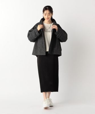 LIMI feu 肉厚ニットコート Sサイズ ブラック スタンドカラー カルゼ