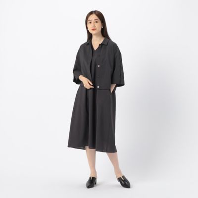 【セットアップ対応】麻調ポリエステル　ナローラインワンピース（１２３１ＯＧ０６）