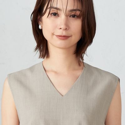【セットアップ対応】麻調ポリエステル　ナローラインワンピース（１２３１ＯＧ０６）