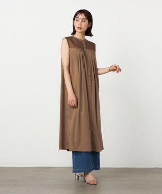 コットンナイロンストレッチタイプライター スリーブレスシャツ