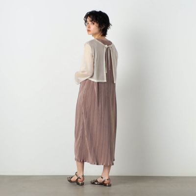 【美品】コーデ売り♡プリーツキャミワンピース＆フード付き サマーカーディガン セミオフショルニットカーデ＋プリーツドッキングキャミ