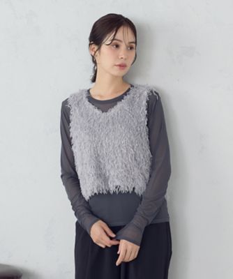 ＜COMME CA ISM (Women)＞【セットアイテム】フリンジベスト＋シアーインナー（１２３６ＣＭ０３）