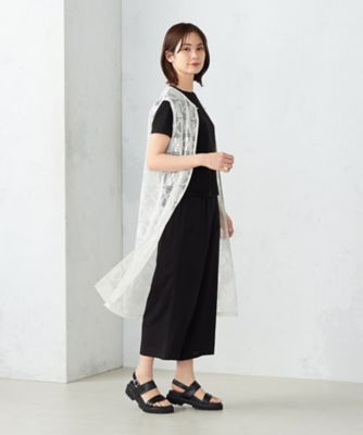 ＜三越伊勢丹/公式＞ COMME CA ISM (Women)/コムサ イズム ラッセルレース ロングジレ シロ トップス【三越伊勢丹/公式】