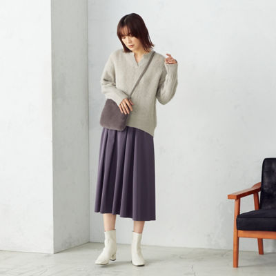 美品】Veritecoeur コットンシルクリバーシブルタックスカート （美品  